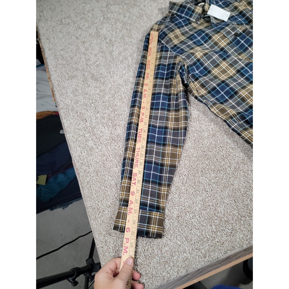 NWT LL Bean Scotch Plaid Flannel Shirt Medium Blue Brown Mens Traditional Fit - Picture 14 of 16